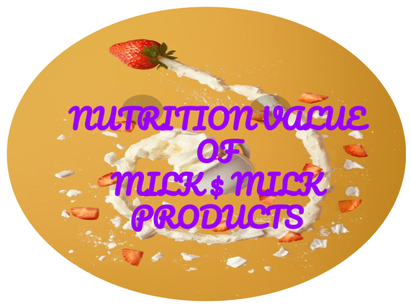 દૂધ અને દૂધની બનાવટોનું પોષણમૂલ્ય( NUTRITION VALUE OF MILK AND MILK PRODUCTS )